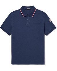 Moncler - Logo-embossed Contrast-tipped Cotton-piqué Polo Shirt - Lyst