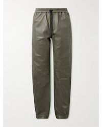 Acne Studios - Straight-Leg Zip-Detailed Leather Drawstring Trousers - Lyst
