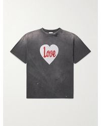 SAINT Mxxxxxx - Distressed Paint-splattered Printed Cotton-jersey T-shirt - Lyst