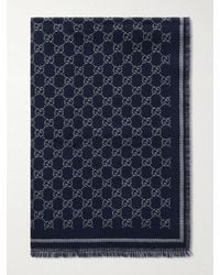 Gucci - Fringed Logo-Jacquard Nativa Regenerative Wool Scarf - Lyst