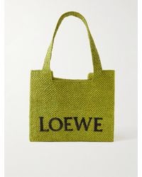 Loewe - Paula's Ibiza Font Medium Logo-embroidered Raffia Tote Bag - Lyst