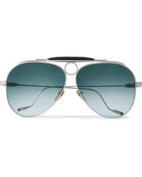 Jacques Marie Mage - Diamond Cross Ranch Aviator-style Silver-tone Sunglasses - Lyst