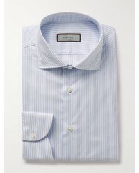 Canali - Slim-fit Cutaway-collar Striped Cotton-twill Shirt - Lyst
