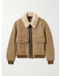 Tom Ford - Cropped Wool Jacket With Plush Shearling Collar - Lyst