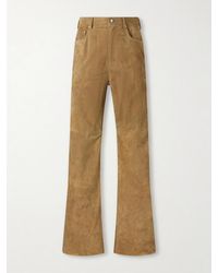 Rick Owens - Geth Panelled Wide-Leg Suede Trousers - Lyst