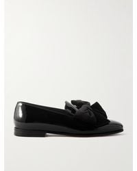 Manolo Blahnik - Janser Velvet-Trimmed Patent-Leather Loafers - Lyst