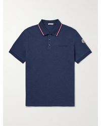 Moncler - Logo-embossed Contrast-tipped Cotton-piqué Polo Shirt - Lyst