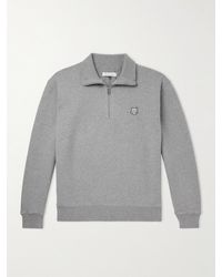 Maison Kitsuné - Sweatshirt aus Baumwoll-Jersey mit Logoapplikation und kurzem Reißverschluss - Lyst