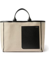 Valextra Leather-trimmed Canvas Tote Bag - Black