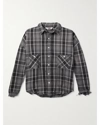 SAINT Mxxxxxx - Distressed Checked Cotton-flannel Shirt - Lyst