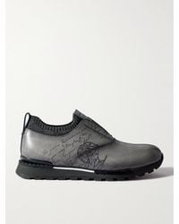 Berluti - Scritto Cashmere-trimmed Venezia Leather Slip-on Sneakers - Lyst