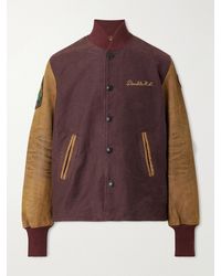 RRL - Logo-Embroidered Cotton-Corduroy And Leather Bomber Jacket - Lyst