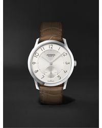 Hermès Slim D'hermès Acier Automatic 39.5mm Stainless Steel And Alligator Watch - White