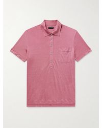 Tom Ford - Slim-Fit Silk And Linen-Blend Polo Shirt - Lyst