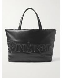 Saint Laurent - Tote bag in pelle imbottita con logo impresso - Lyst