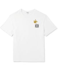 Loewe - Logo-embroidered Appliquéd Stretch-cotton Jersey T-shirt - Lyst