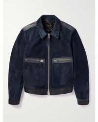 Tom Ford - Slim-fit Full-grain Leather-trimmed Suede Blouson Jacket - Lyst