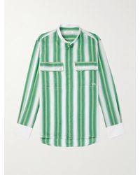 Wales Bonner - Cadence Grandad-collar Poplin-trimmed Striped Woven Shirt - Lyst