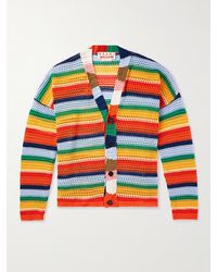 Marni - No Vacancy Inn Striped Crochet-Knit Cotton Cardigan - Lyst