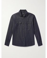 ZEGNA - Slim-Fit Cotton And Linen-Blend Twill Shirt - Lyst
