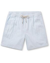 NN07 - Gregor Straight-leg Striped Cotton-blend Seersucker Drawstring Shorts - Lyst
