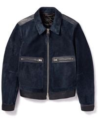 Tom Ford - Slim-fit Full-grain Leather-trimmed Suede Blouson Jacket - Lyst