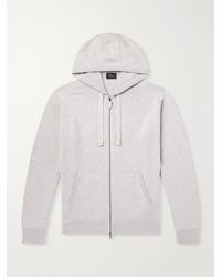 Brioni - Hooded Leather-trimmed Cashmere Zip-through Sweater - Lyst