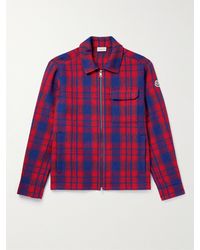 Moncler - Checked Wool Zip-up Overshirt - Lyst