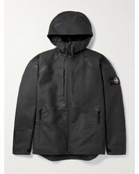 Stone Island - Logo-Appliquéd Padded Leather-Ripstop Hooded Jacket - Lyst