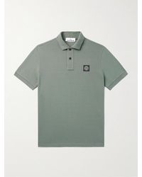 Stone Island - Logo-appliquéd Cotton-blend Piqué Polo Shirt - Lyst