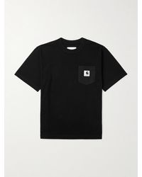 Sacai - Carhartt Wip Logo-Appliquéd Canvas-Trimmed Cotton-Jersey T-Shirt - Lyst