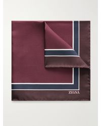 ZEGNA - Printed Silk-Twill Pocket Square - Lyst