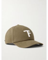 Tom Ford - Logo-embroidered Leather-trimmed Cotton-twill Baseball Cap - Lyst