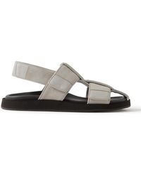 John Lobb - Milford Leather-Trimmed Suede Sandals - Lyst