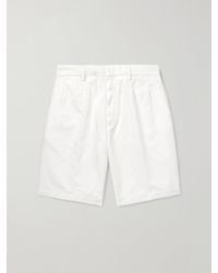 ZEGNA - Straight-leg Pleated Cotton And Linen-blend Twill Shorts - Lyst