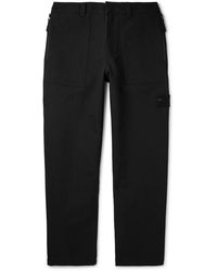 Stone Island - Ghost Straight-leg Cropped Cotton And Wool-blend Trousers - Lyst