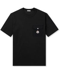 Moncler - Logo-Appliquéd Twill-Trimmed Cotton-Jersey T-Shirt - Lyst