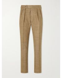Polo Ralph Lauren - Straight-leg Pleated Houndstooth Linen - Lyst