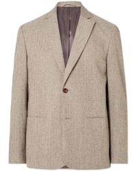 NN07 - Timo 10001 Herringbone Wool And Organic Cotton-Blend Blazer - Lyst