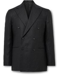 J. Mueser - Waverly Slim-fit Double-breasted Linen Suit Jacket - Lyst