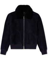 MR P. - Shearling-trimmed Suede Bomber Jacket - Lyst