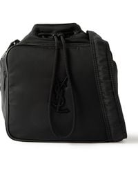 Saint Laurent - Niki Small Logo-appliquéd Leather-trimmed Shell Bucket Bag - Lyst
