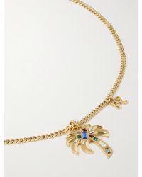 Palm Angels - Collana con pendente in metallo dorato e vetro - Lyst
