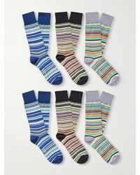 Paul Smith - Six-pack Striped Cotton-blend Socks - Lyst