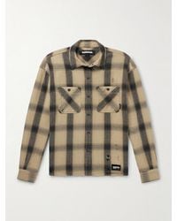 Neighborhood - Savage Logo-Appliquéd Distressed Checked Cotton Shirt - Lyst