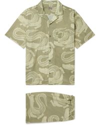 Desmond & Dempsey - Camp-collar Printed Cotton Pyjama Set - Lyst