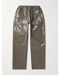 Rick Owens - Mt Drawstring Long Wide-leg Coated Cotton-blend Jersey Trousers - Lyst