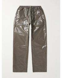 Rick Owens - Mt Drawstring Long Wide-Leg Coated Cotton-Blend Jersey Trousers - Lyst