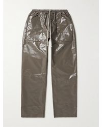Rick Owens - Mt Drawstring Long Wide-leg Coated Cotton-blend Jersey Trousers - Lyst