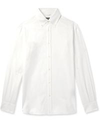 ZEGNA - Button-Down Collar Brushed Cotton-Twill Shirt - Lyst